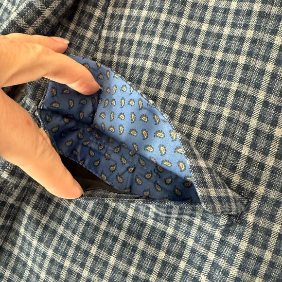 Alan Flusser Mens Blue Checkered Sport Coat Size 46R EMB - Picture 2 of 5